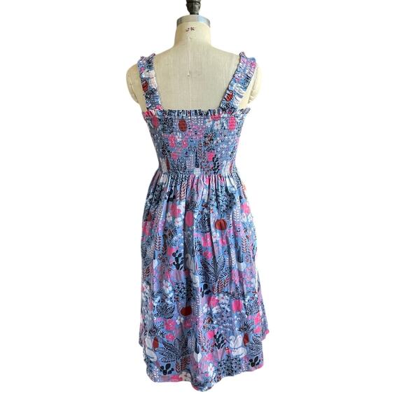 Kate Spade Garden Posy Smocked Midi Dress Cat Cactus Floral Print Size Small - Picture 4 of 8